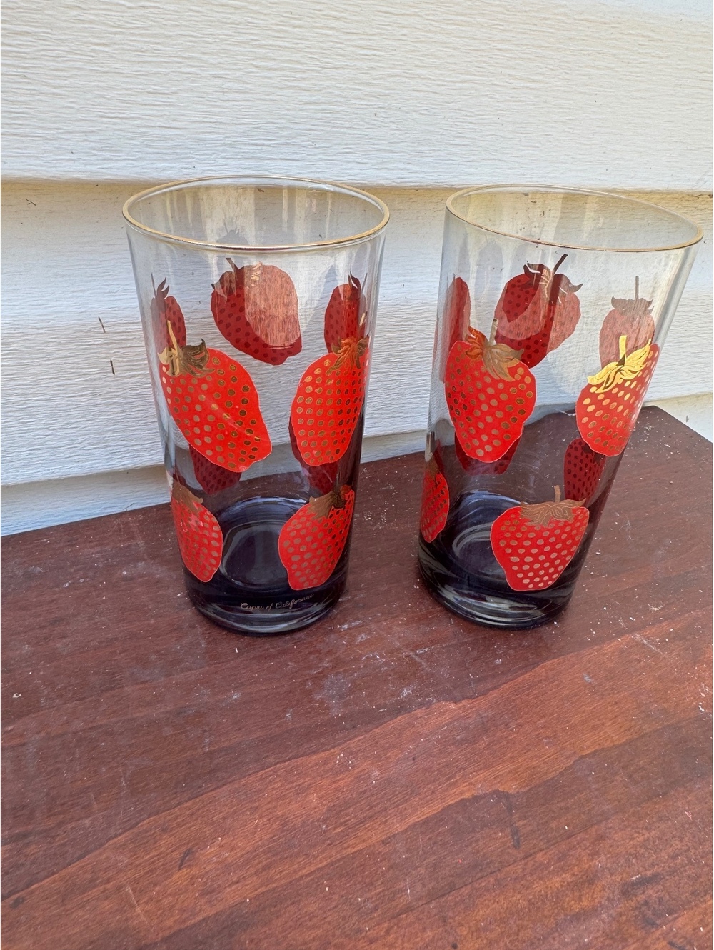 Pair of 2 Strawberry Capri of California Drinking Cups MCM Vintage